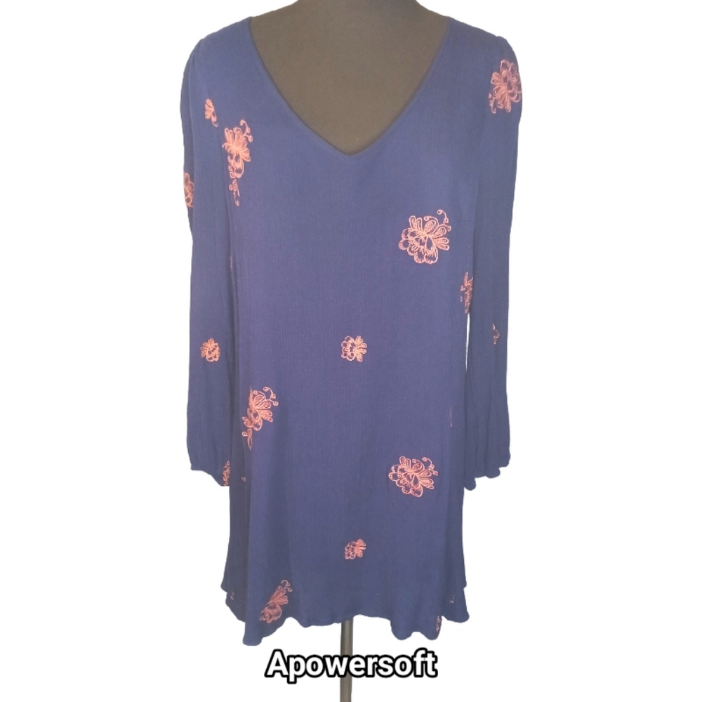 Blue Embroidered Sweetheart Neck Dress — Oddy